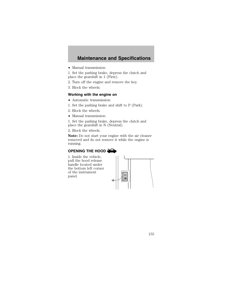 Maintenance and specifications | FORD 2003 Mustang v.2 User Manual | Page 155 / 216