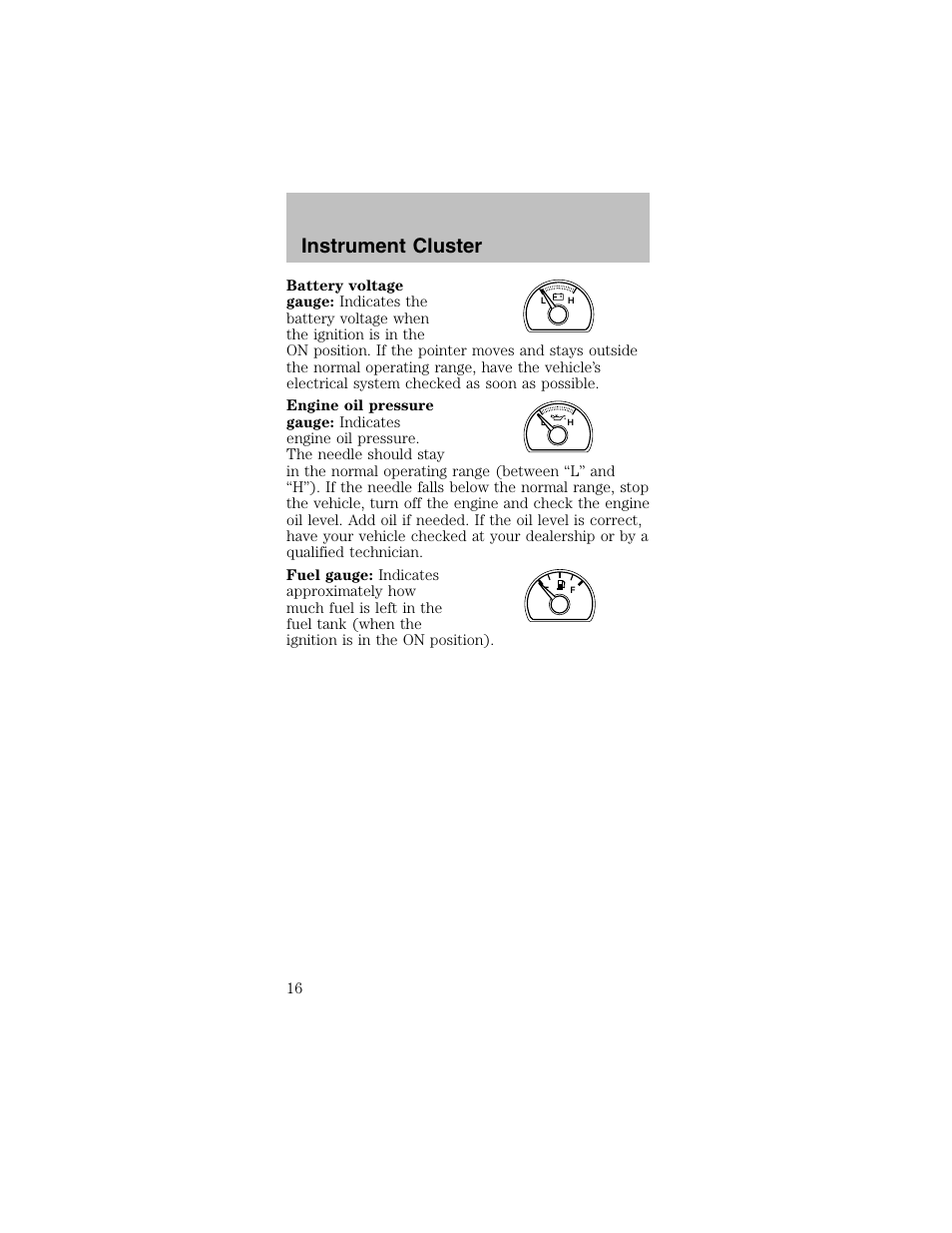 Instrument cluster | FORD 2003 Mustang v.2 User Manual | Page 16 / 216