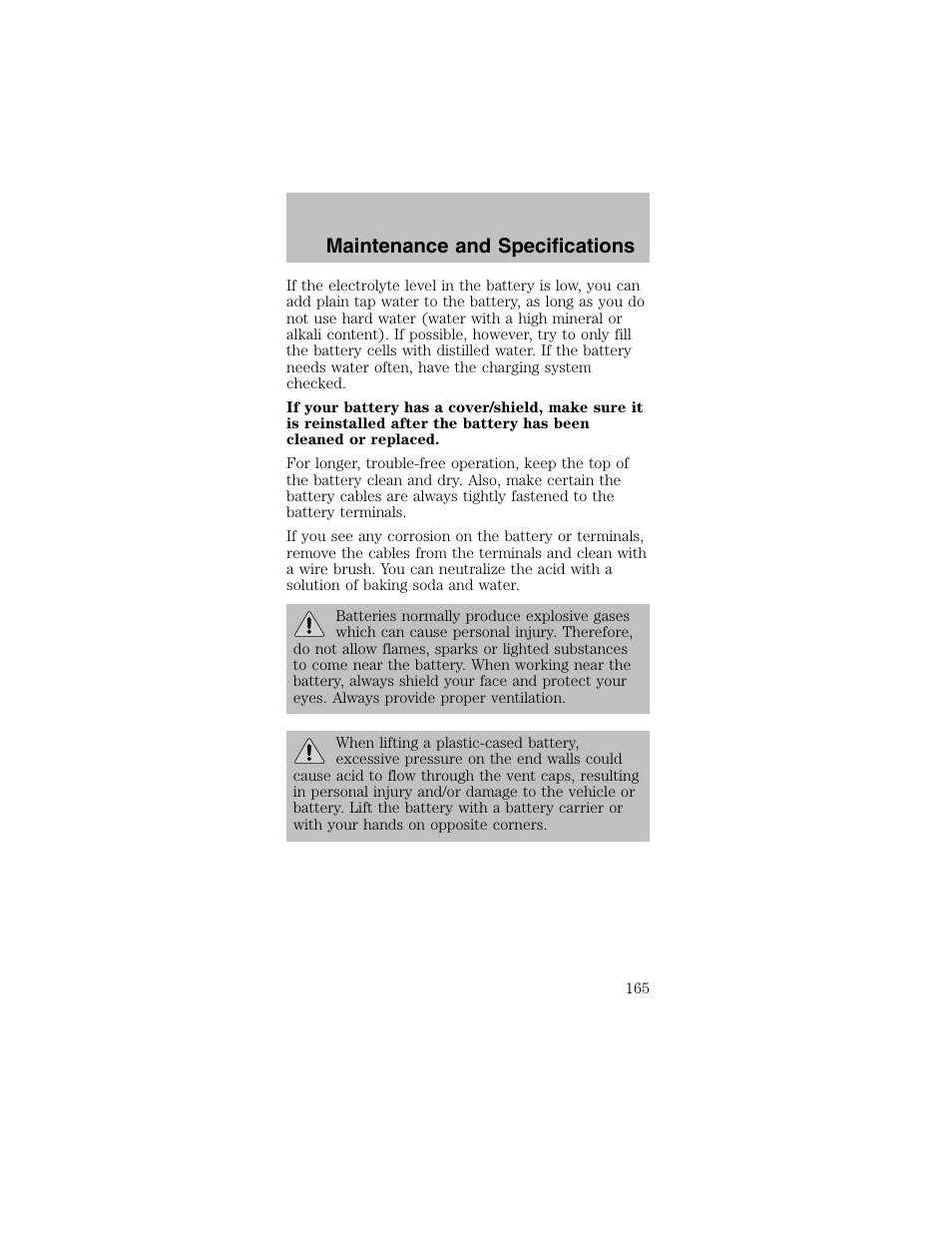 Maintenance and specifications | FORD 2003 Mustang v.2 User Manual | Page 165 / 216
