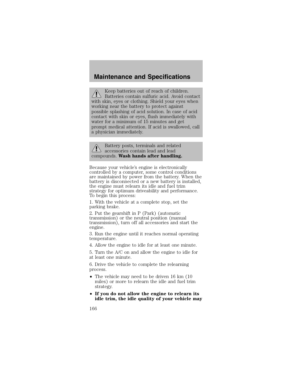 Maintenance and specifications | FORD 2003 Mustang v.2 User Manual | Page 166 / 216