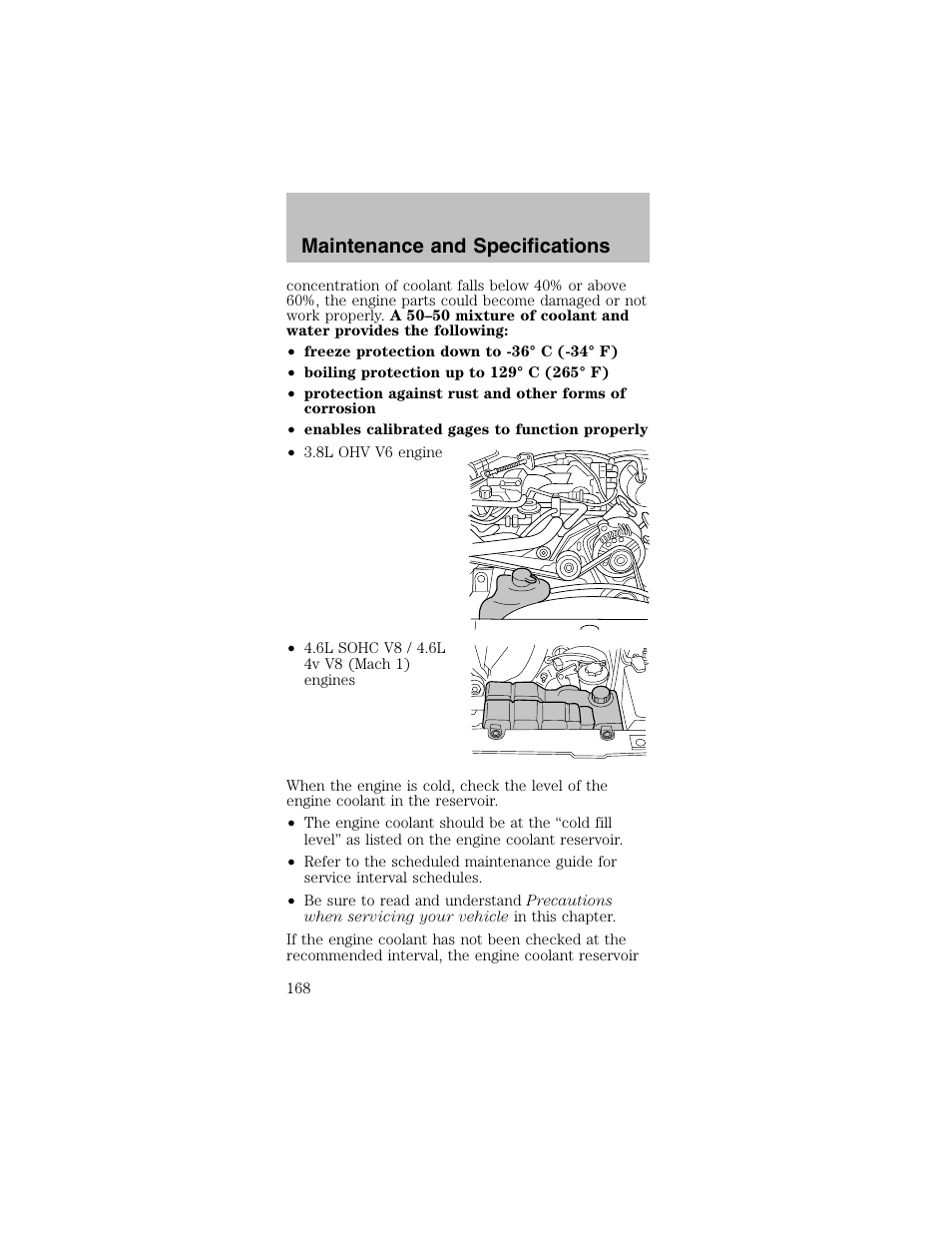 Maintenance and specifications | FORD 2003 Mustang v.2 User Manual | Page 168 / 216
