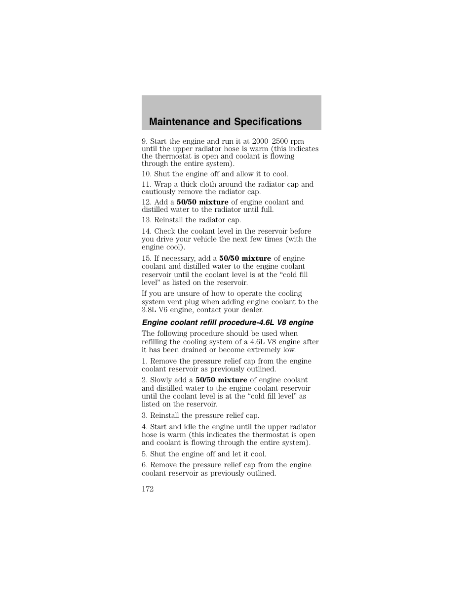 Maintenance and specifications | FORD 2003 Mustang v.2 User Manual | Page 172 / 216