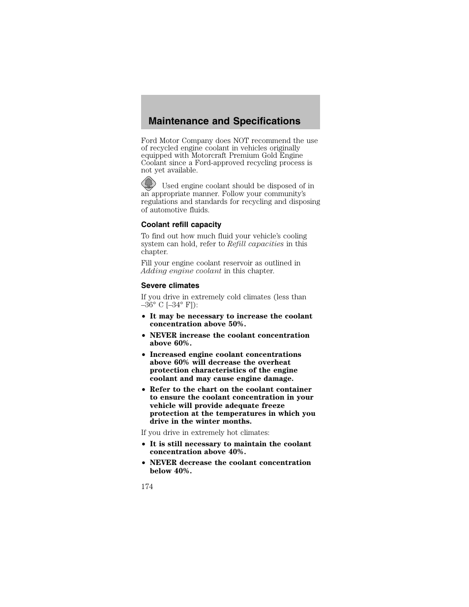 Maintenance and specifications | FORD 2003 Mustang v.2 User Manual | Page 174 / 216