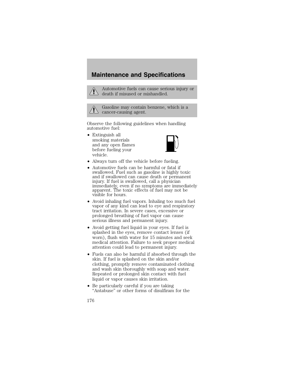 Maintenance and specifications | FORD 2003 Mustang v.2 User Manual | Page 176 / 216