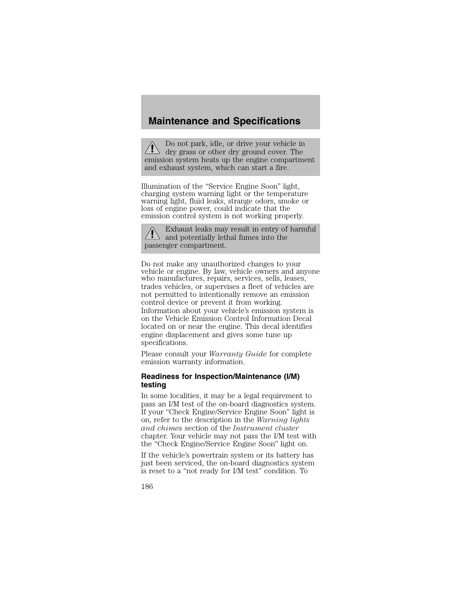 Maintenance and specifications | FORD 2003 Mustang v.2 User Manual | Page 186 / 216