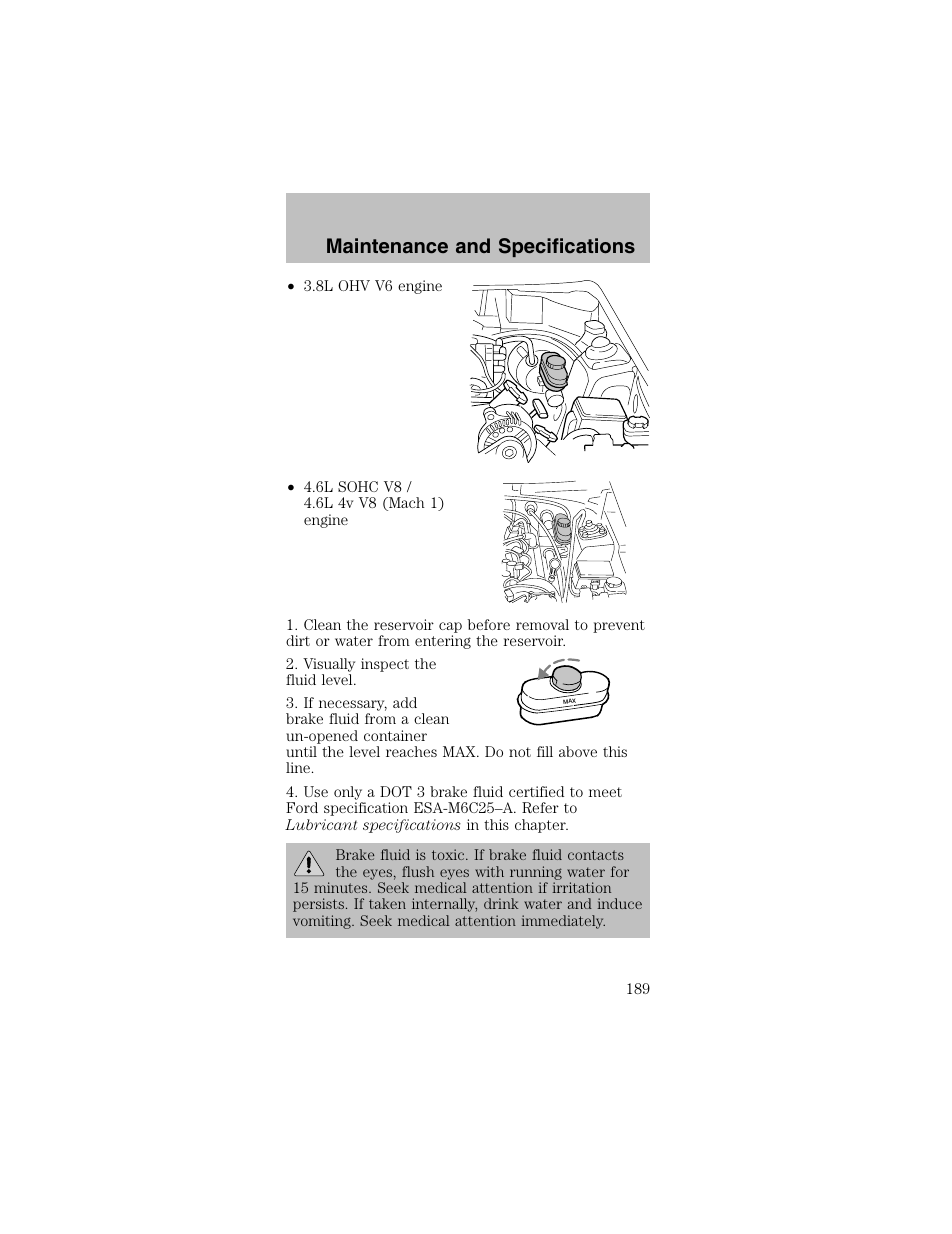 Maintenance and specifications | FORD 2003 Mustang v.2 User Manual | Page 189 / 216
