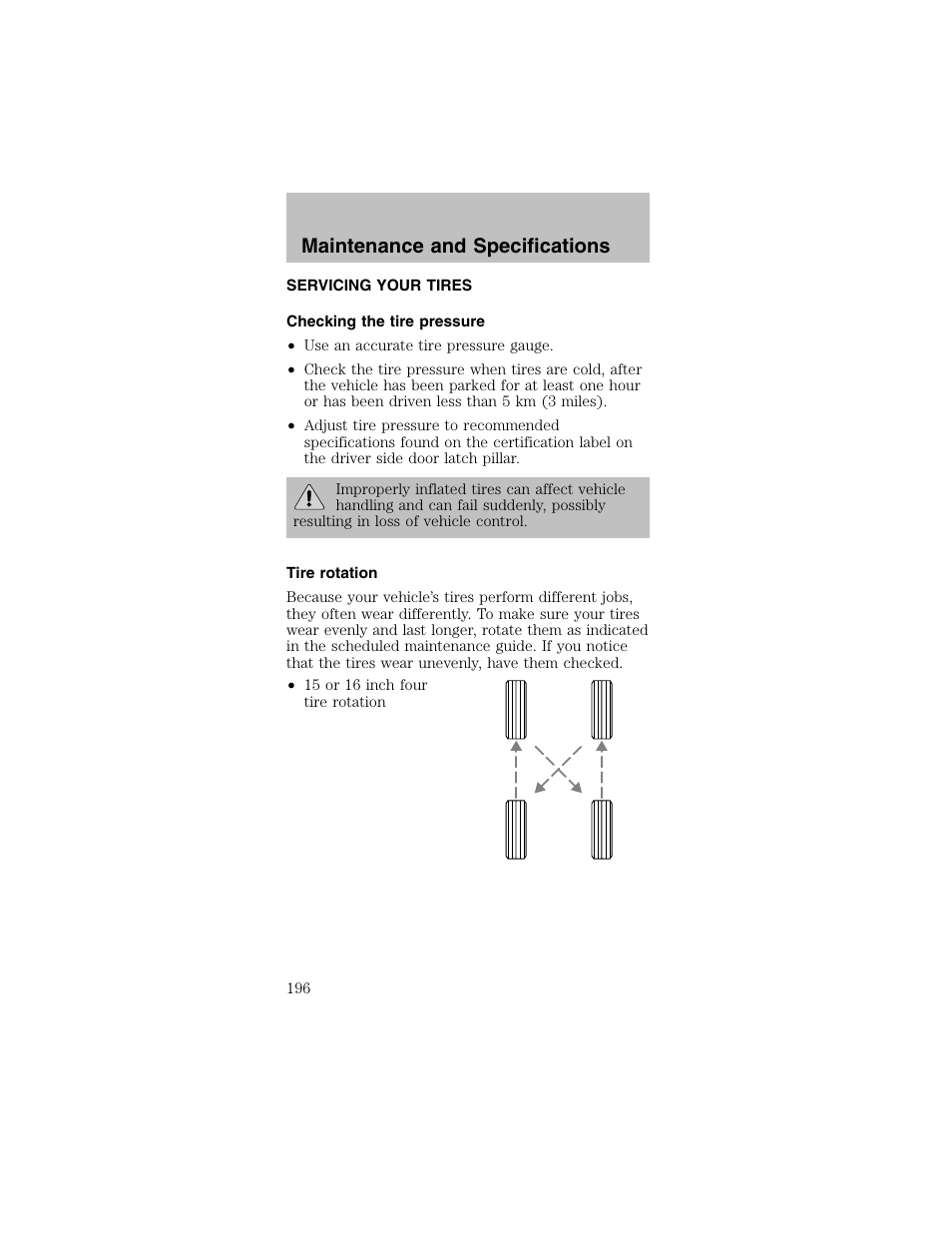 Maintenance and specifications | FORD 2003 Mustang v.2 User Manual | Page 196 / 216