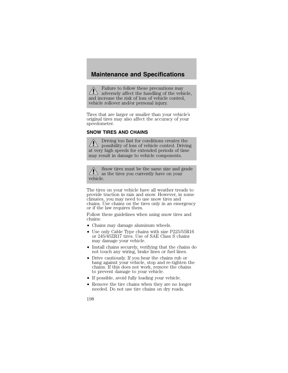 Maintenance and specifications | FORD 2003 Mustang v.2 User Manual | Page 198 / 216