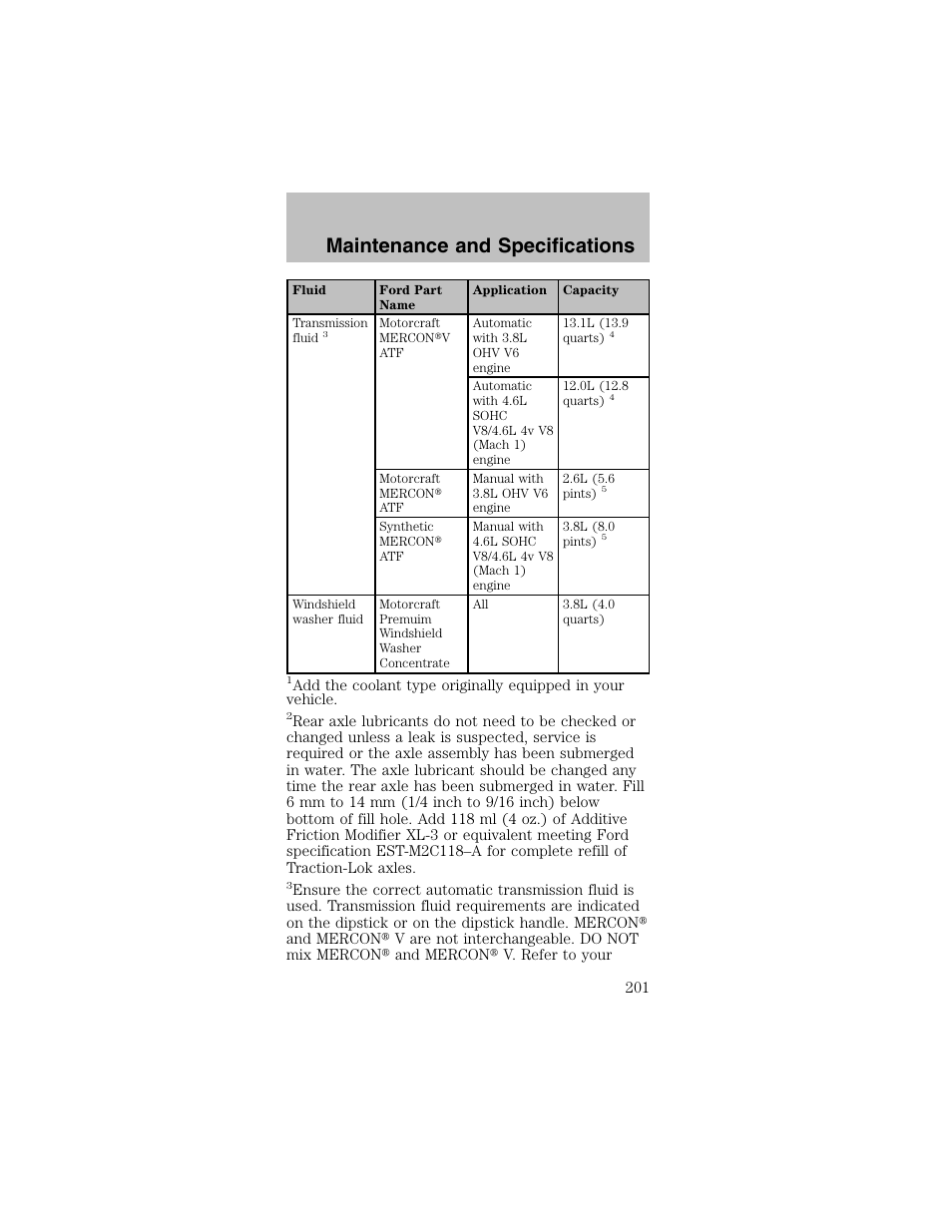 Maintenance and specifications | FORD 2003 Mustang v.2 User Manual | Page 201 / 216