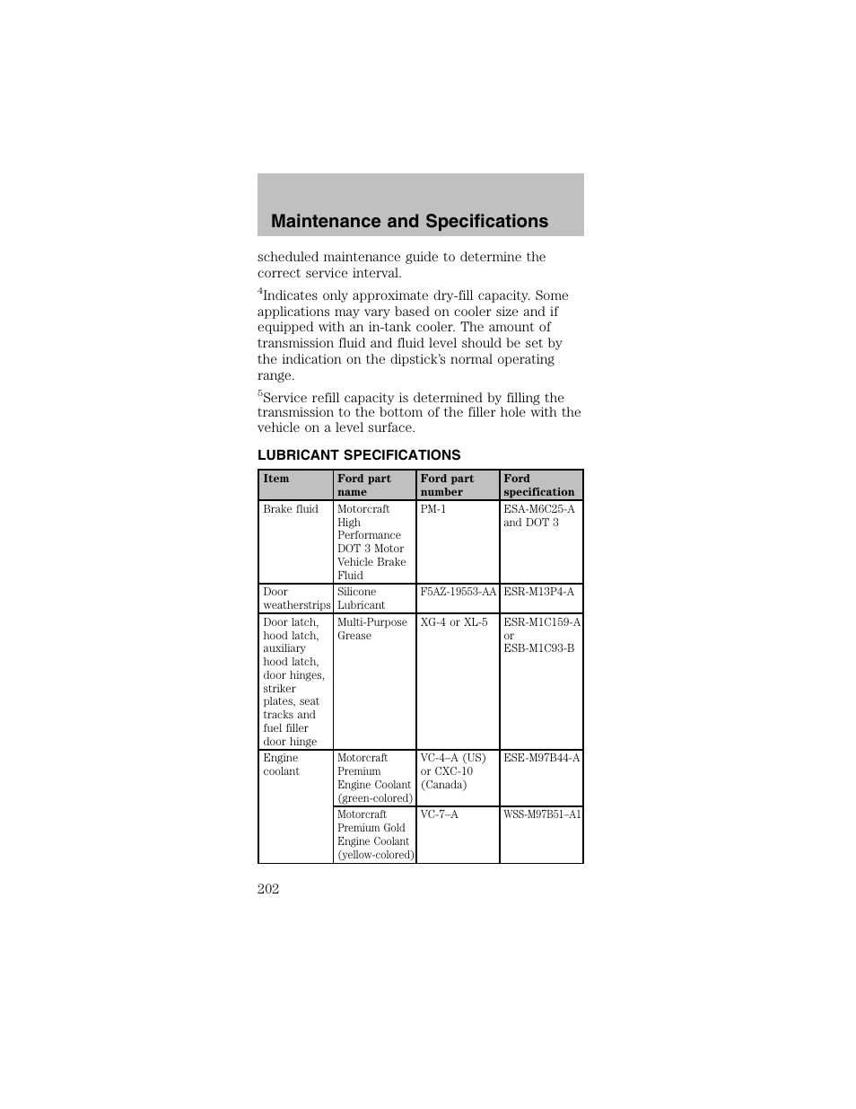 Maintenance and specifications | FORD 2003 Mustang v.2 User Manual | Page 202 / 216