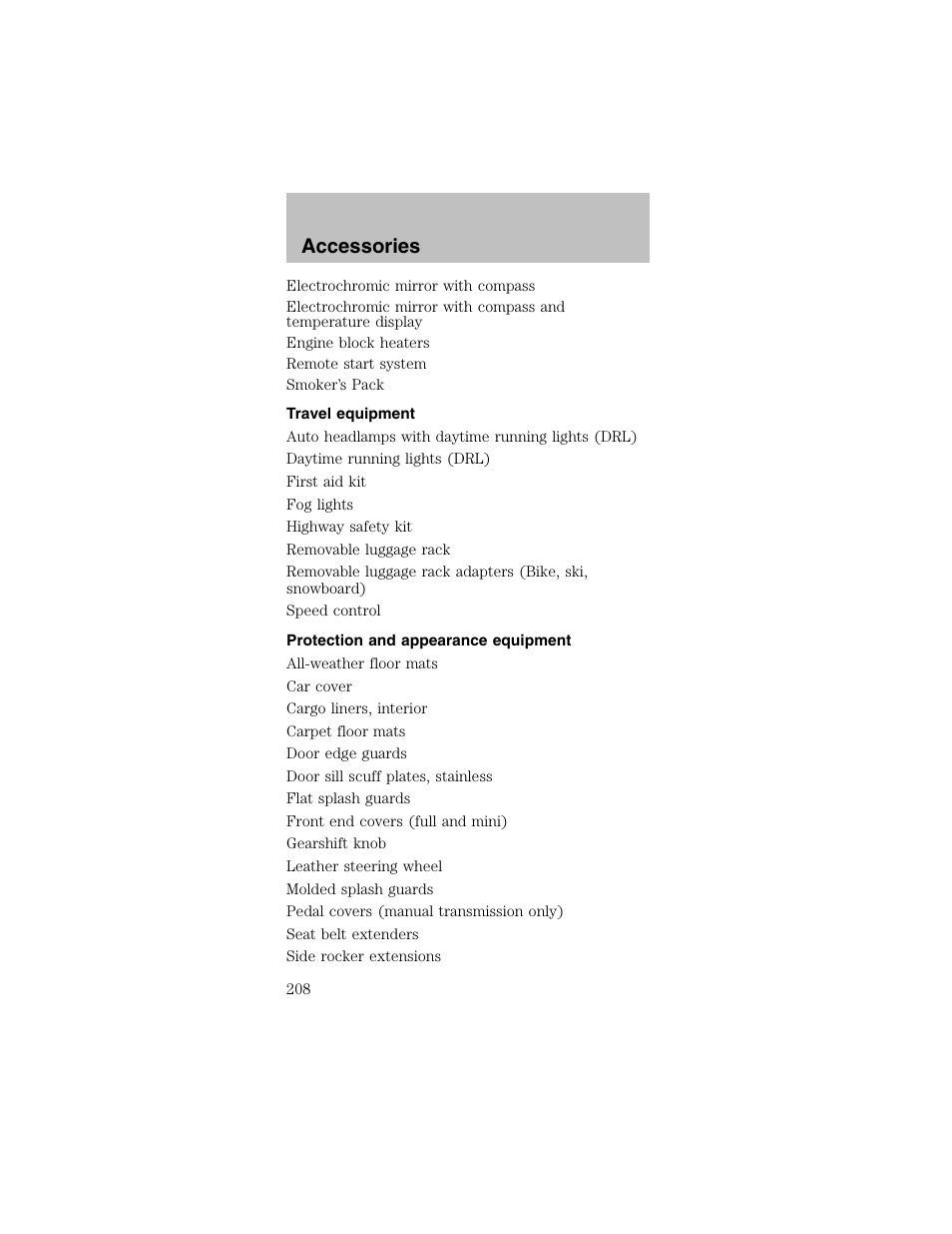Accessories | FORD 2003 Mustang v.2 User Manual | Page 208 / 216