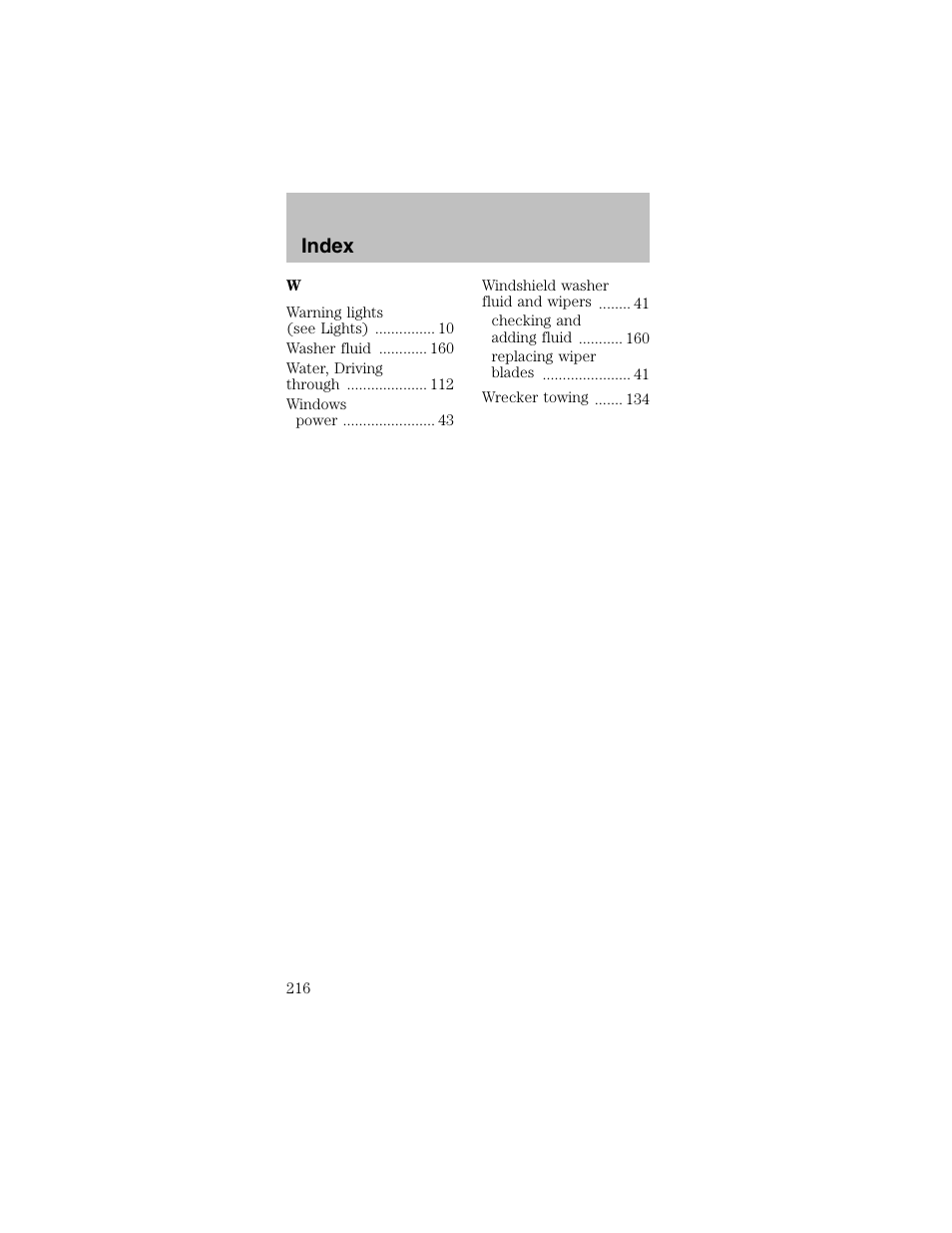 Index | FORD 2003 Mustang v.2 User Manual | Page 216 / 216