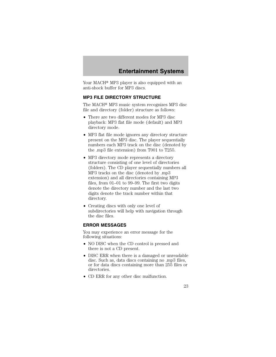 Entertainment systems | FORD 2003 Mustang v.2 User Manual | Page 23 / 216
