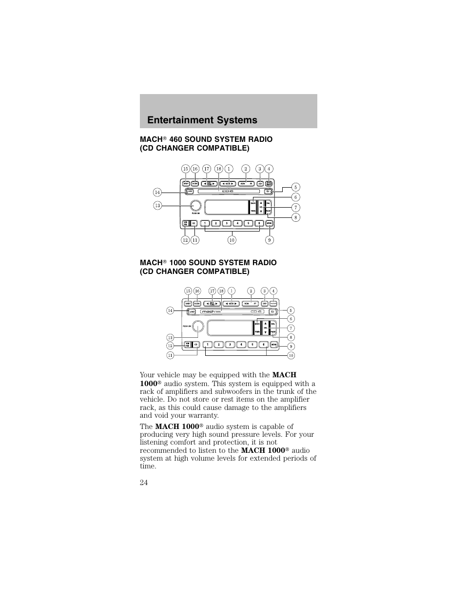 Entertainment systems | FORD 2003 Mustang v.2 User Manual | Page 24 / 216