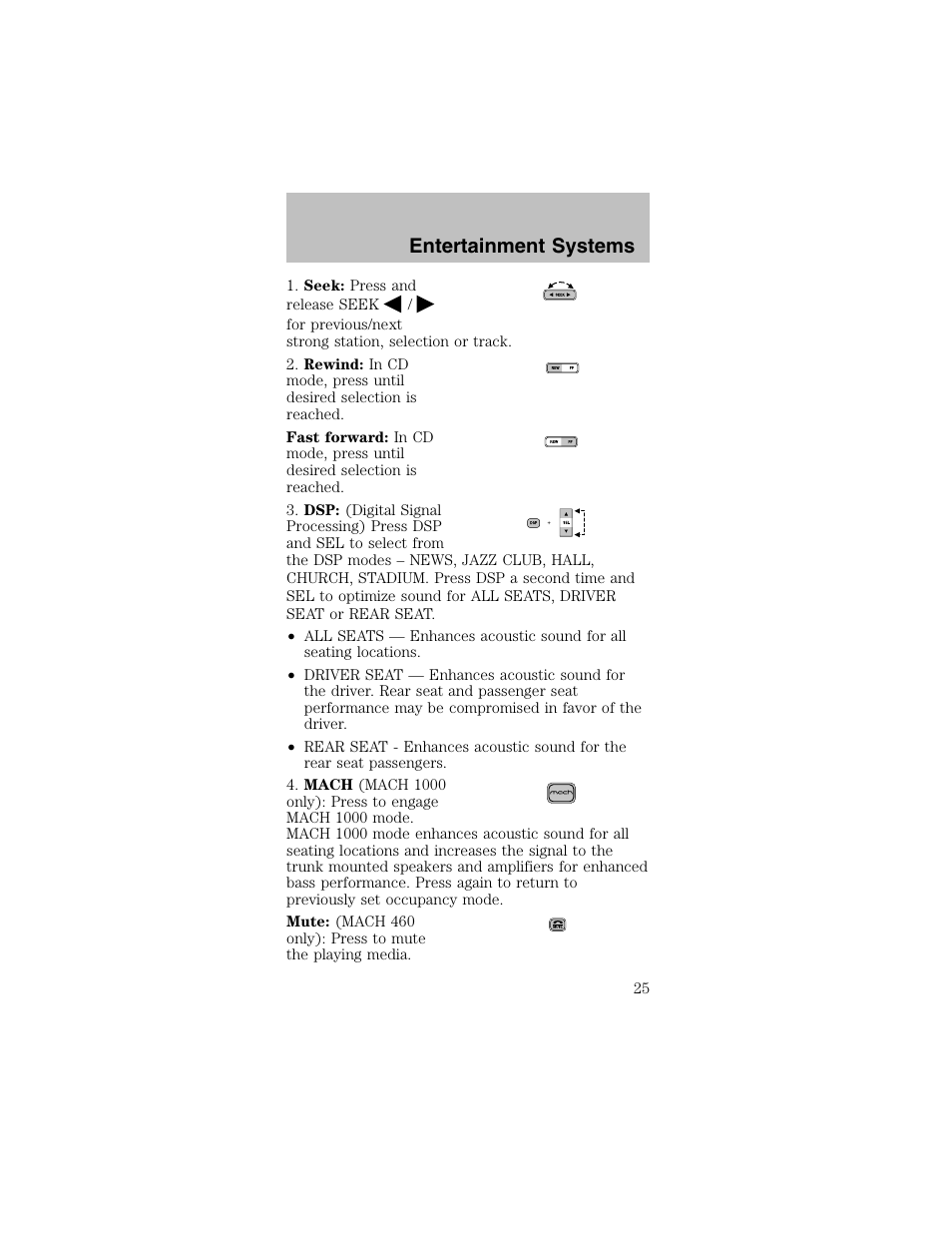 Entertainment systems | FORD 2003 Mustang v.2 User Manual | Page 25 / 216