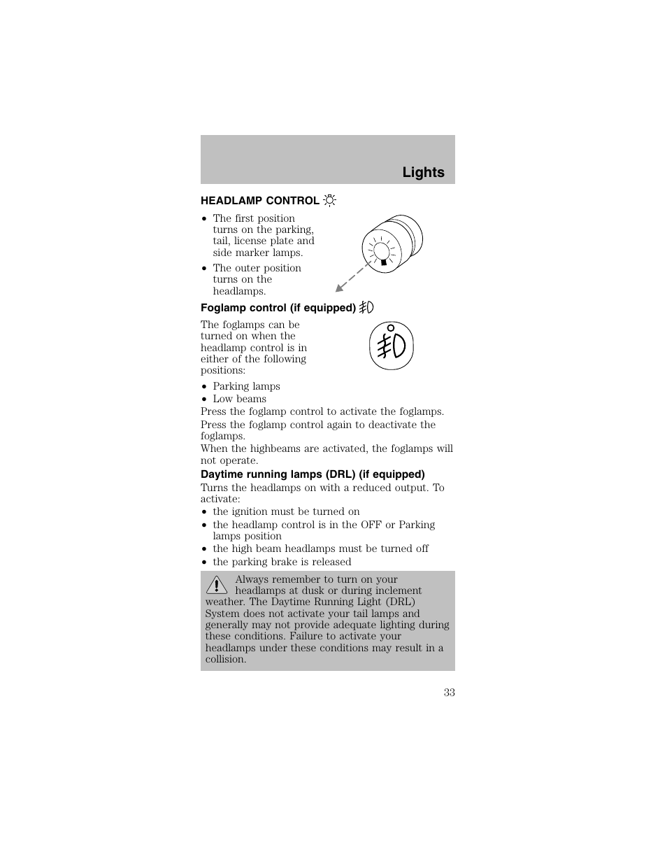Lights | FORD 2003 Mustang v.2 User Manual | Page 33 / 216