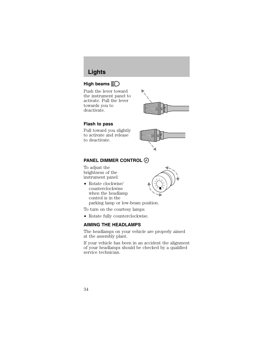 Lights | FORD 2003 Mustang v.2 User Manual | Page 34 / 216