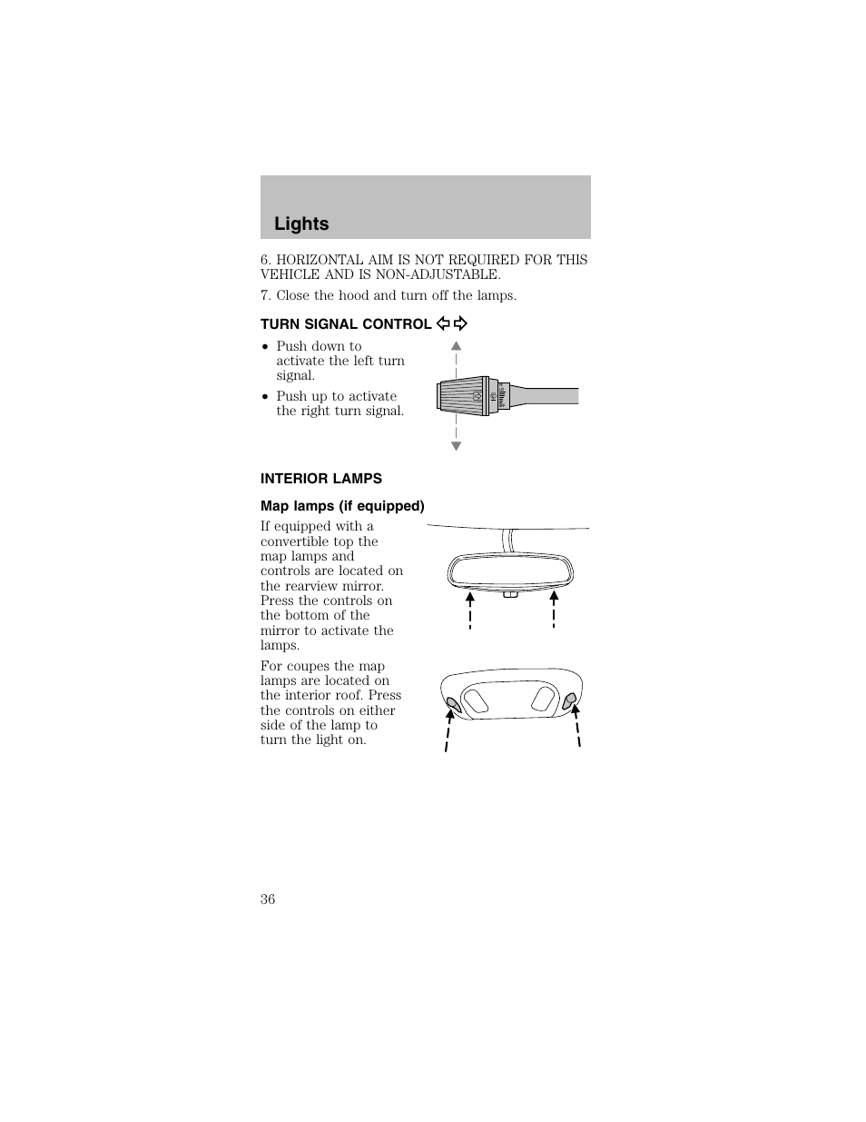 Lights | FORD 2003 Mustang v.2 User Manual | Page 36 / 216