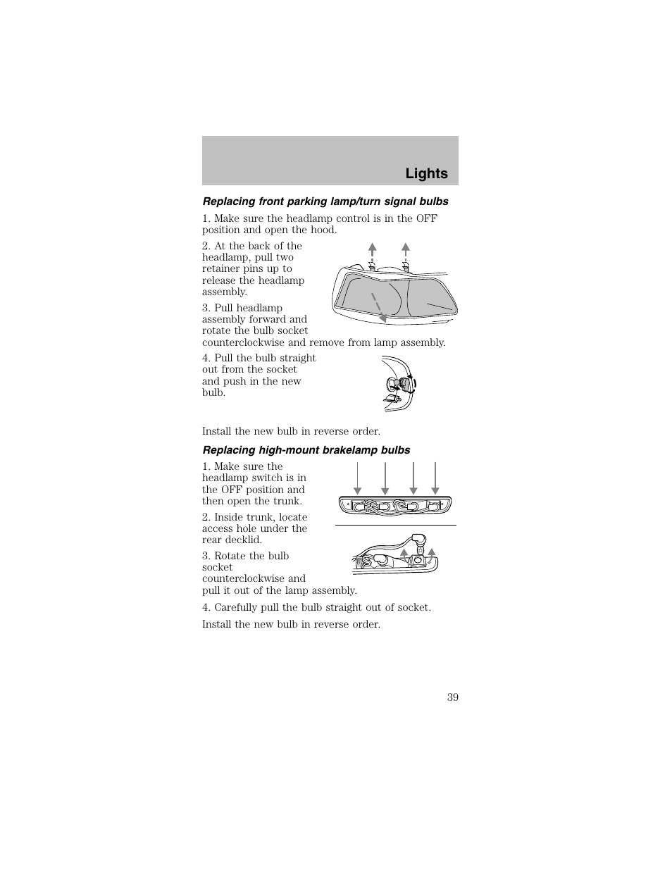 Lights | FORD 2003 Mustang v.2 User Manual | Page 39 / 216
