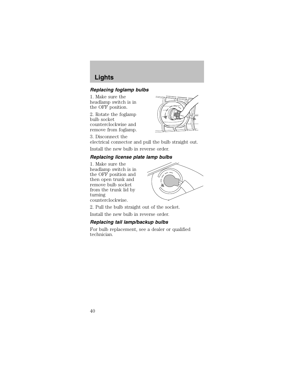 Lights | FORD 2003 Mustang v.2 User Manual | Page 40 / 216
