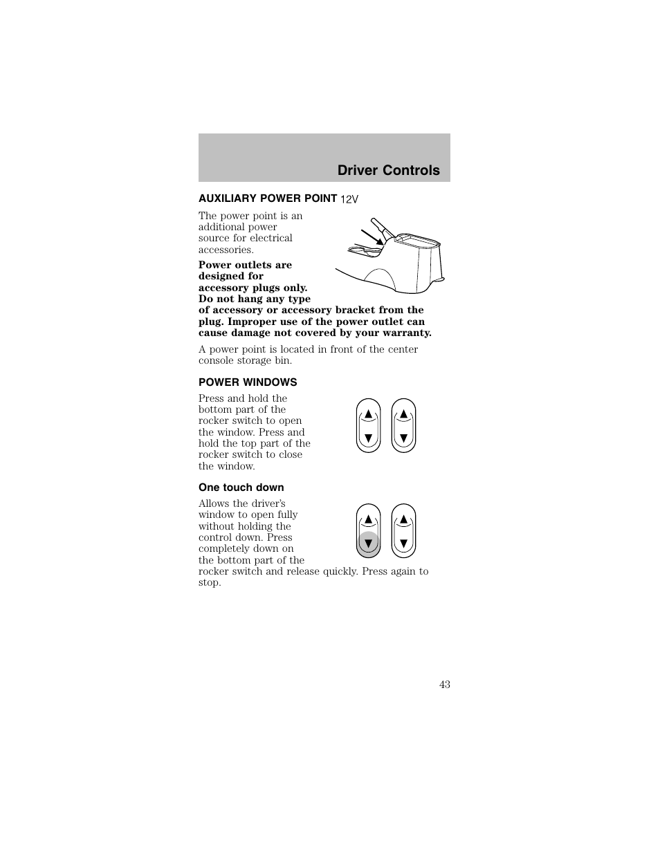 Driver controls | FORD 2003 Mustang v.2 User Manual | Page 43 / 216
