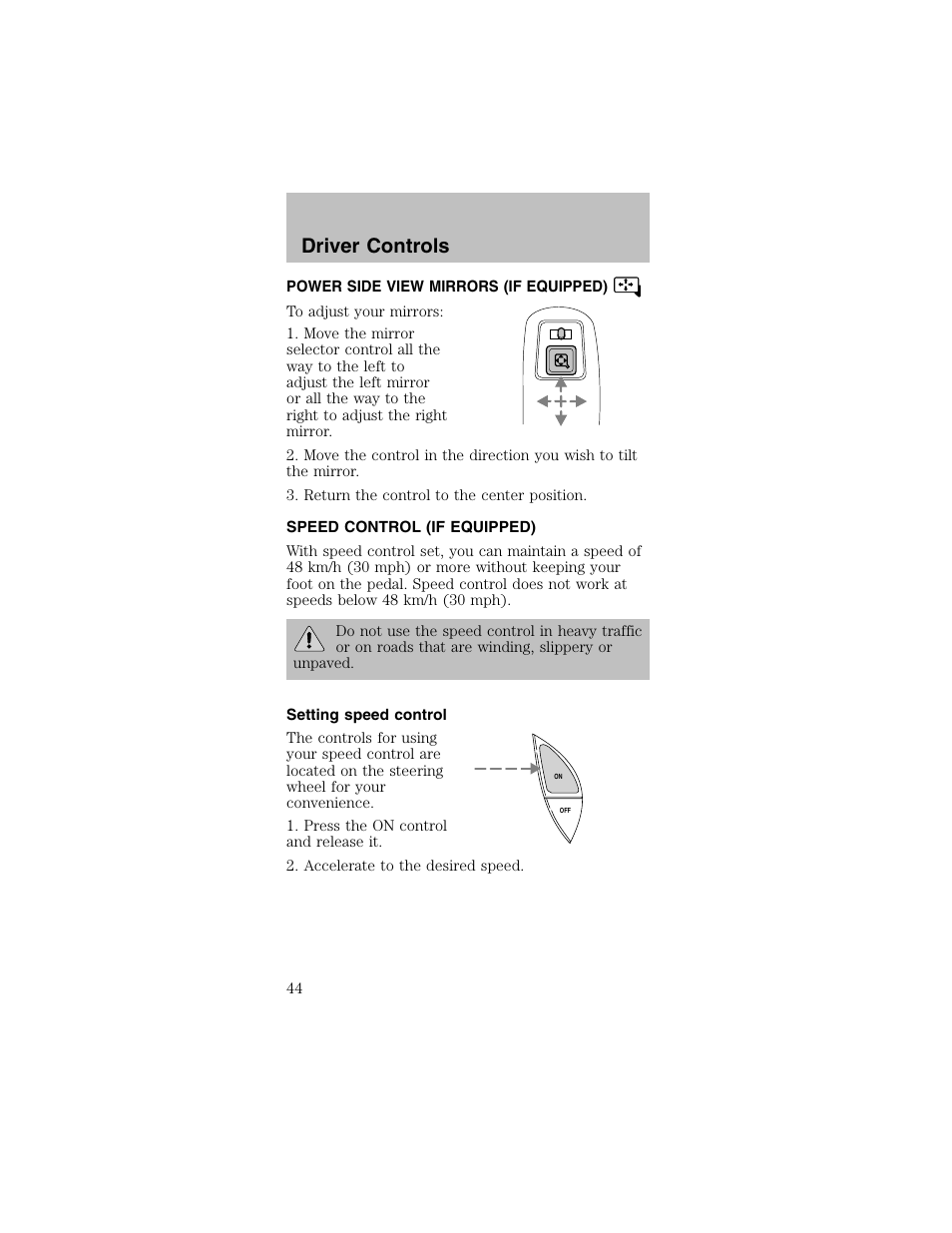 Driver controls | FORD 2003 Mustang v.2 User Manual | Page 44 / 216
