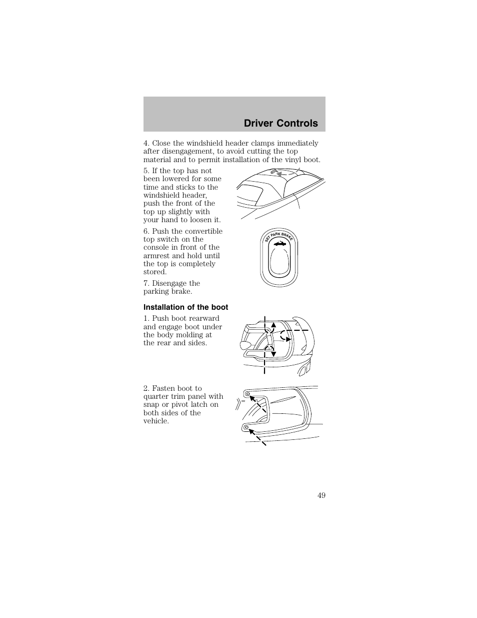 Driver controls | FORD 2003 Mustang v.2 User Manual | Page 49 / 216