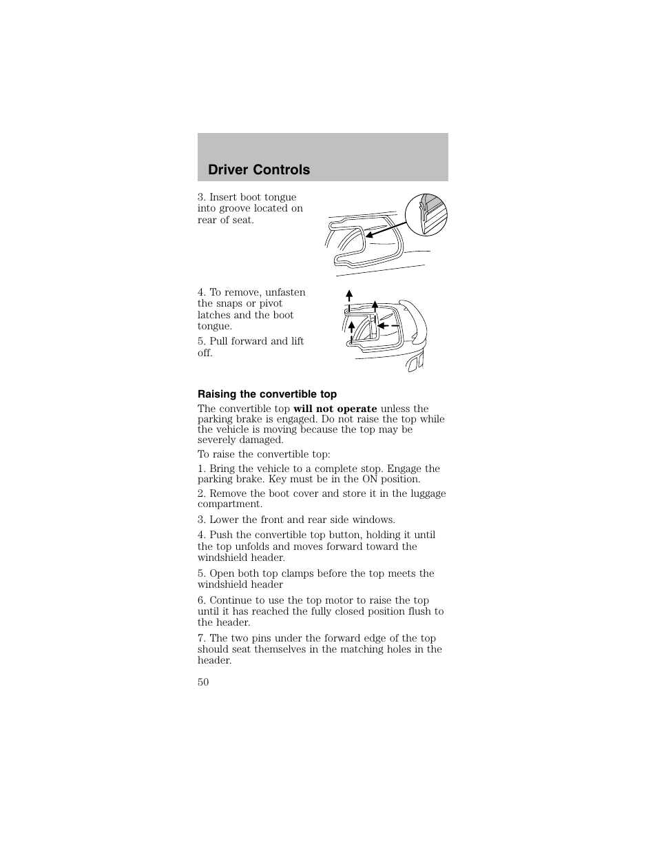Driver controls | FORD 2003 Mustang v.2 User Manual | Page 50 / 216