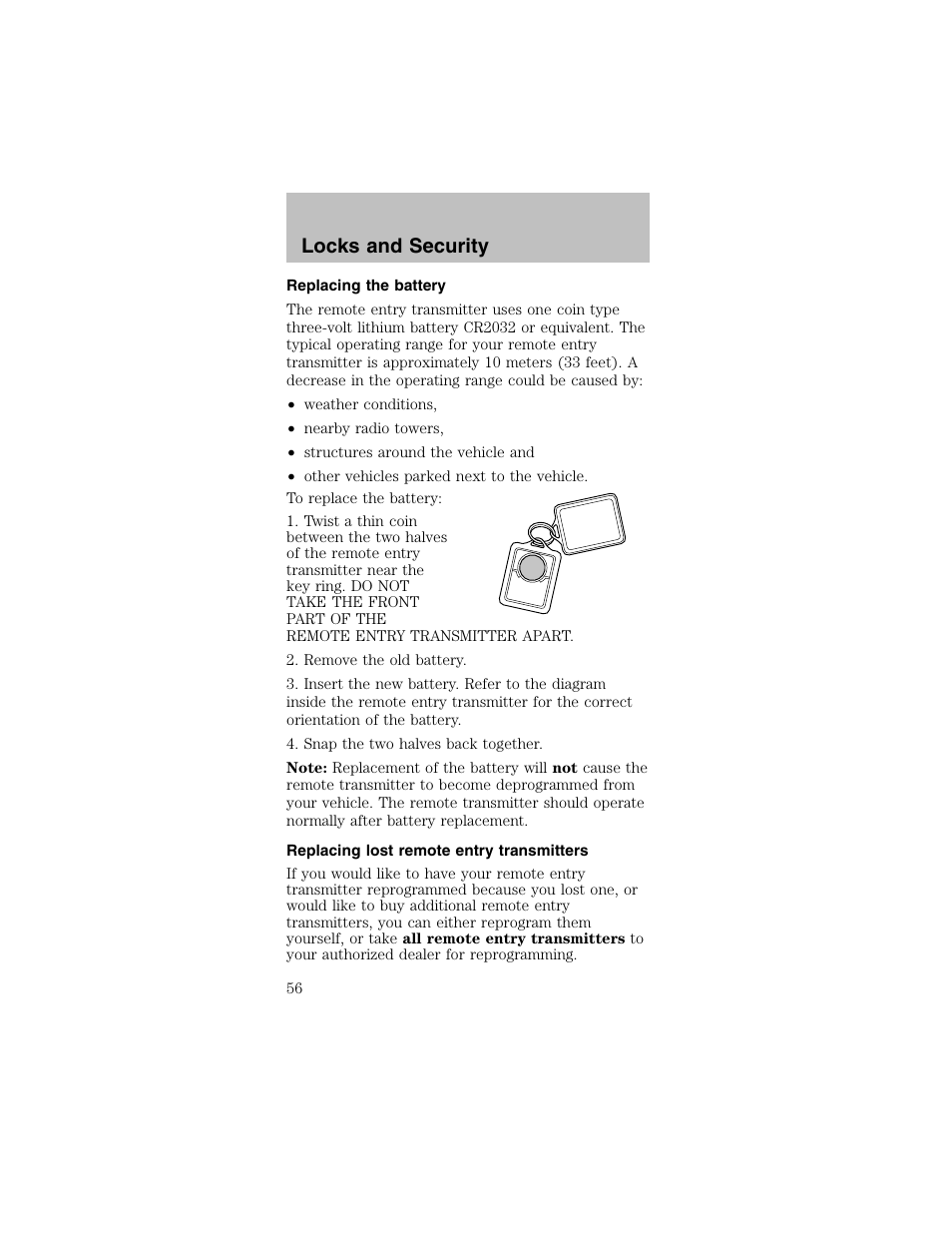 Locks and security | FORD 2003 Mustang v.2 User Manual | Page 56 / 216