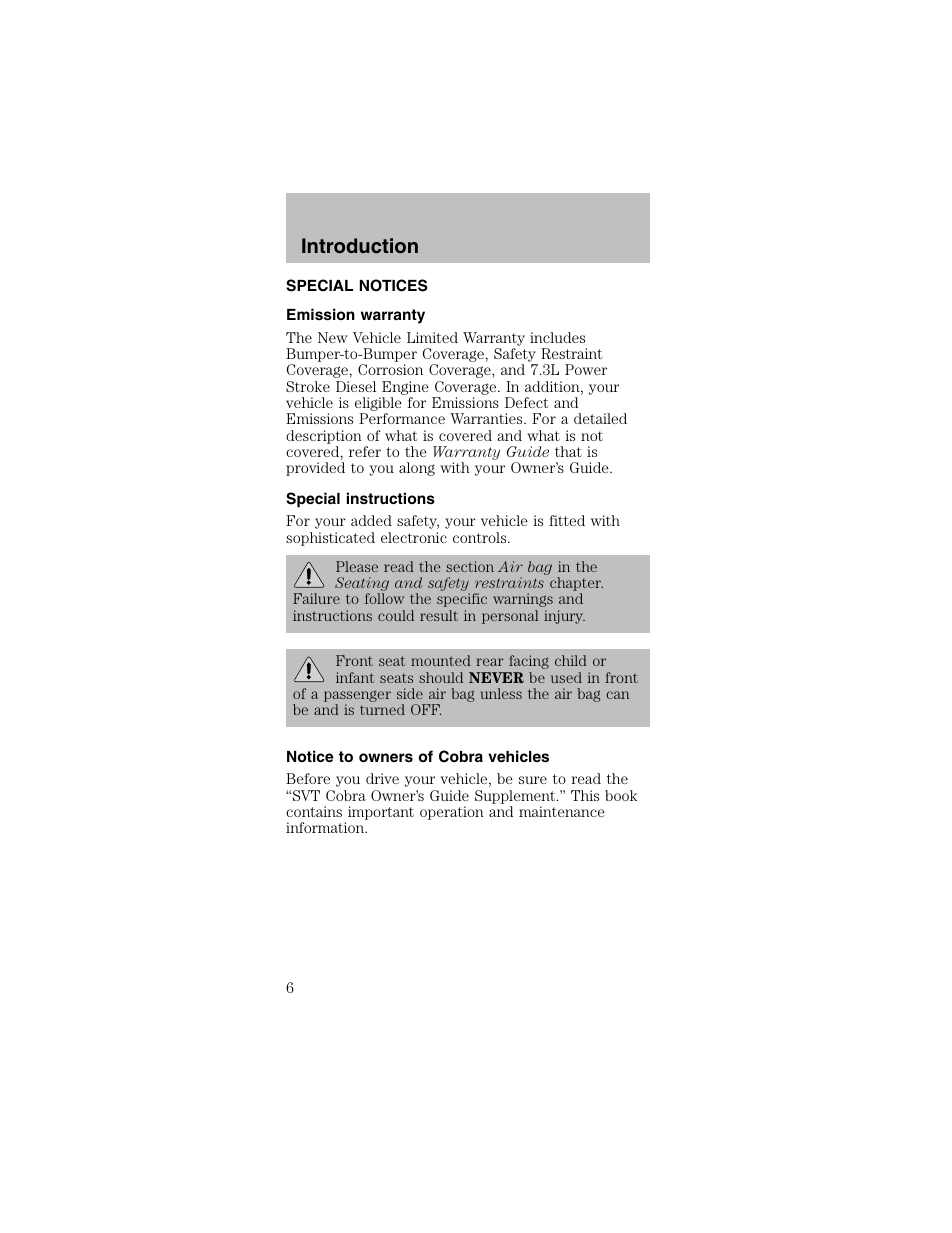 Introduction | FORD 2003 Mustang v.2 User Manual | Page 6 / 216