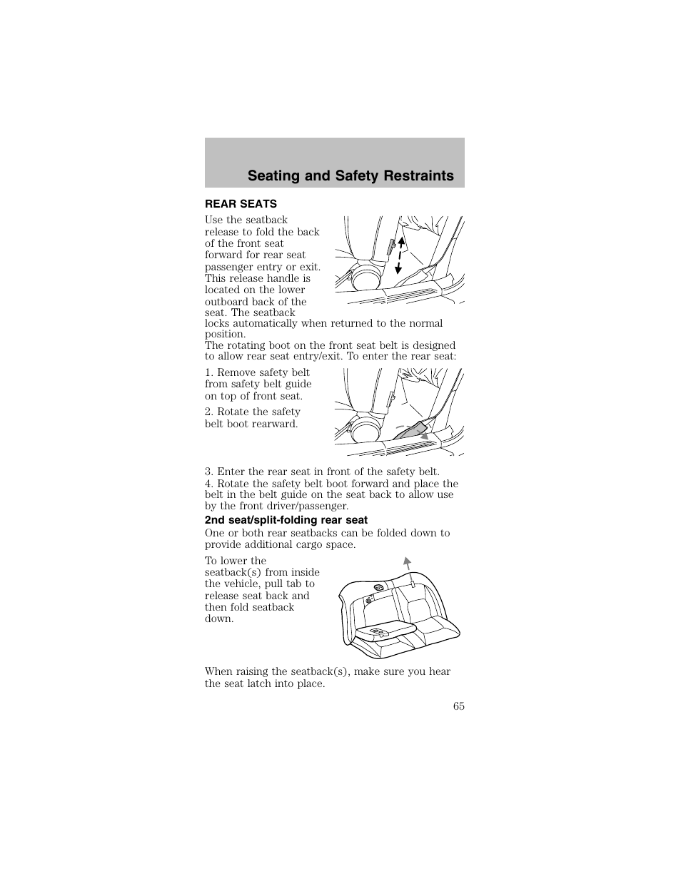 Seating and safety restraints | FORD 2003 Mustang v.2 User Manual | Page 65 / 216