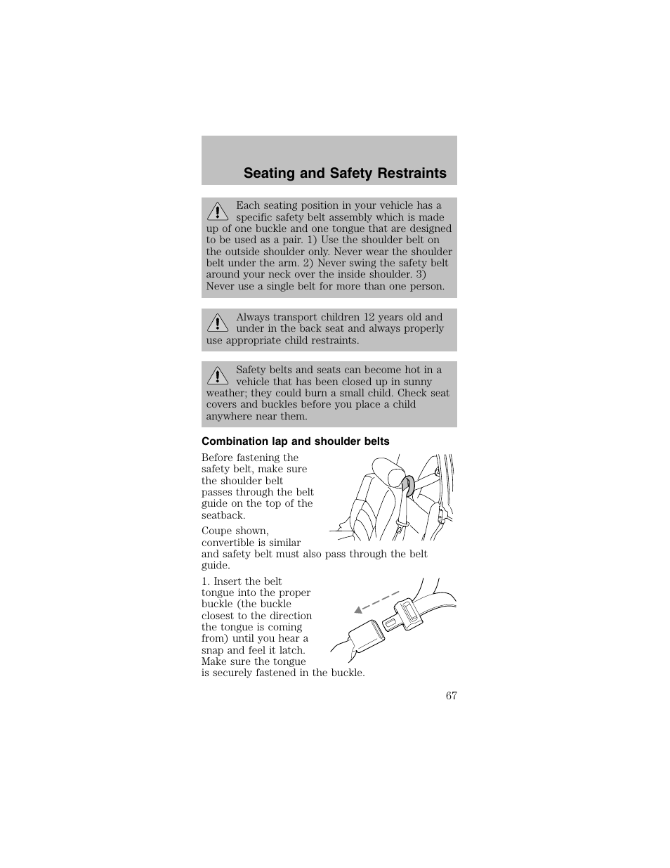 Seating and safety restraints | FORD 2003 Mustang v.2 User Manual | Page 67 / 216