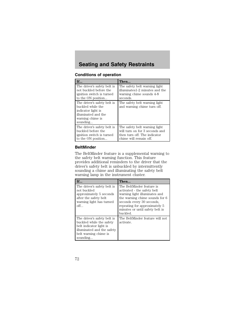 Seating and safety restraints | FORD 2003 Mustang v.2 User Manual | Page 72 / 216