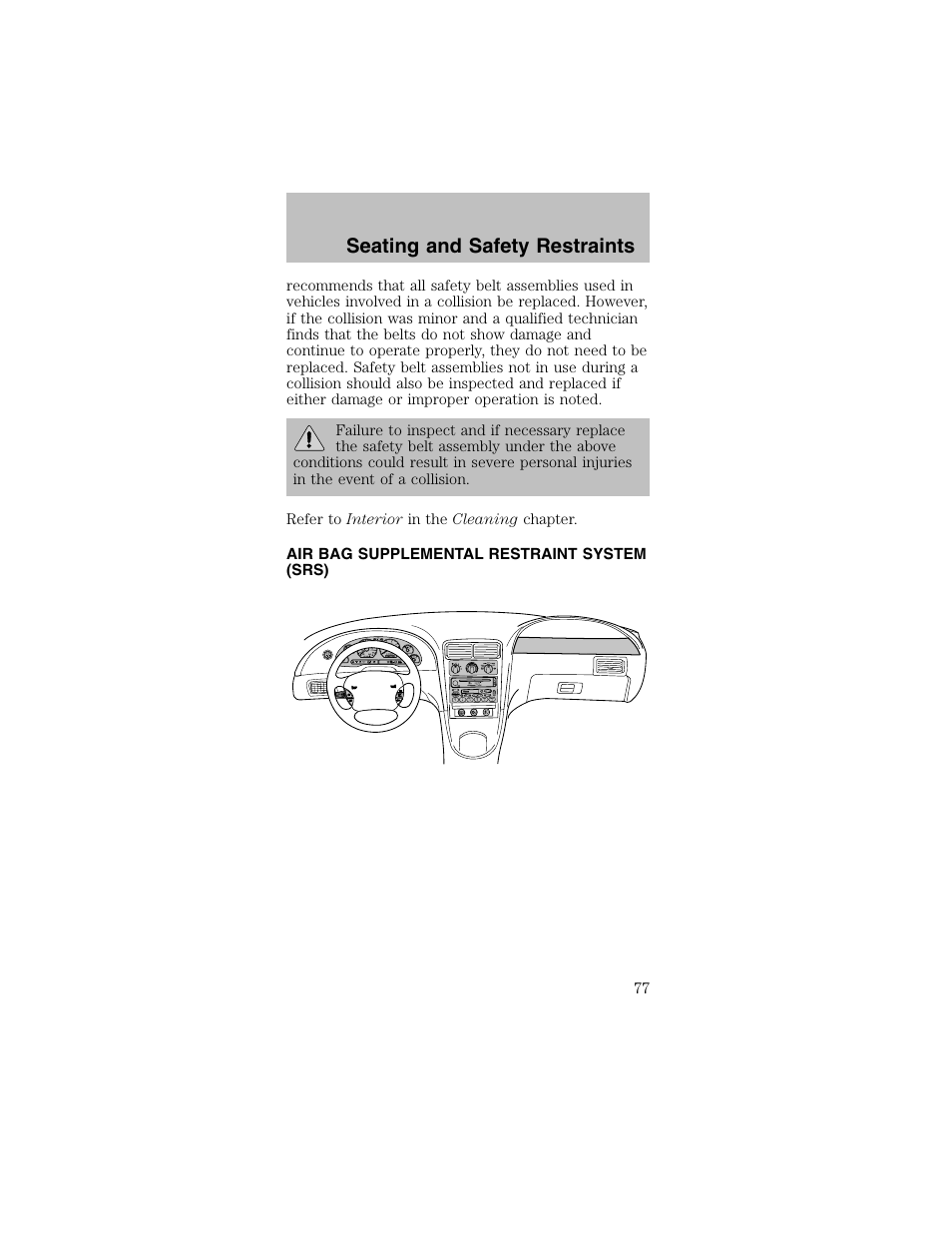 Seating and safety restraints | FORD 2003 Mustang v.2 User Manual | Page 77 / 216