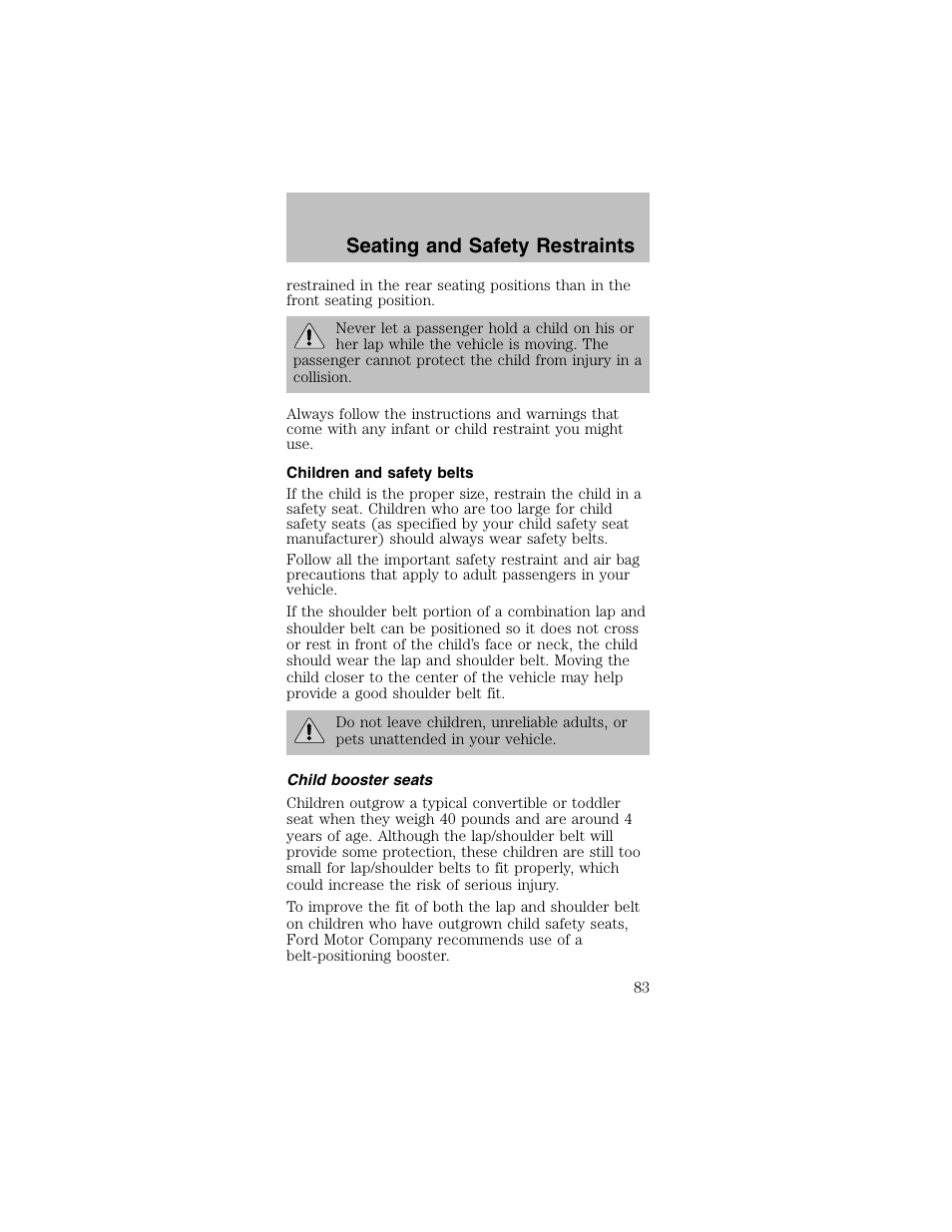 Seating and safety restraints | FORD 2003 Mustang v.2 User Manual | Page 83 / 216