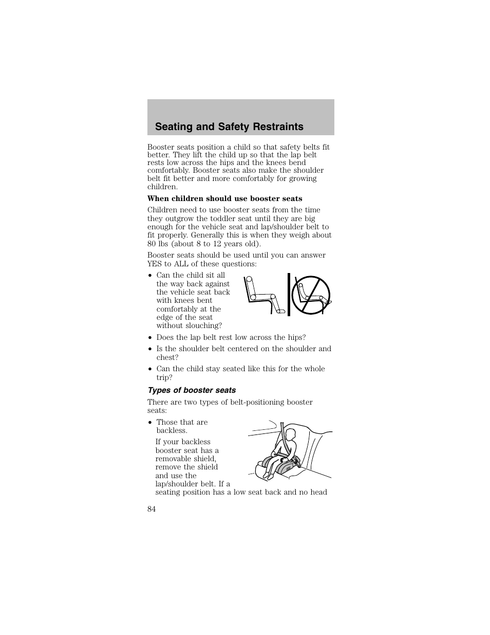 Seating and safety restraints | FORD 2003 Mustang v.2 User Manual | Page 84 / 216