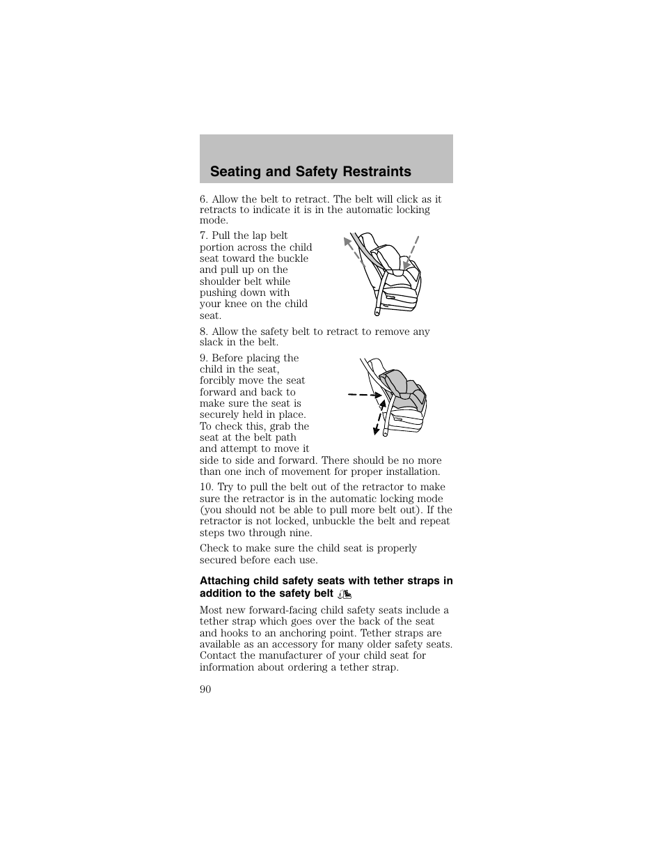 Seating and safety restraints | FORD 2003 Mustang v.2 User Manual | Page 90 / 216