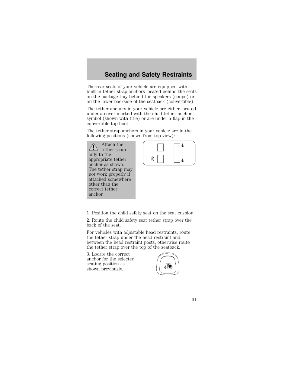 Seating and safety restraints | FORD 2003 Mustang v.2 User Manual | Page 91 / 216