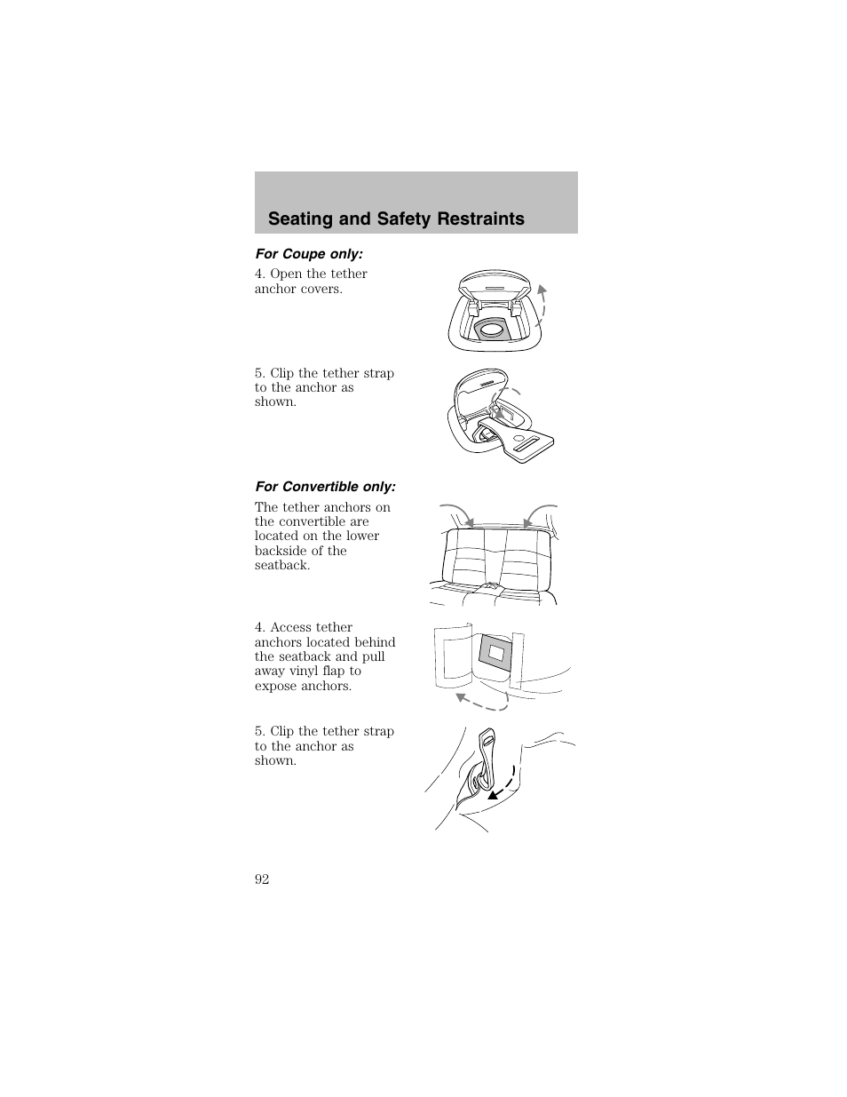 Seating and safety restraints | FORD 2003 Mustang v.2 User Manual | Page 92 / 216