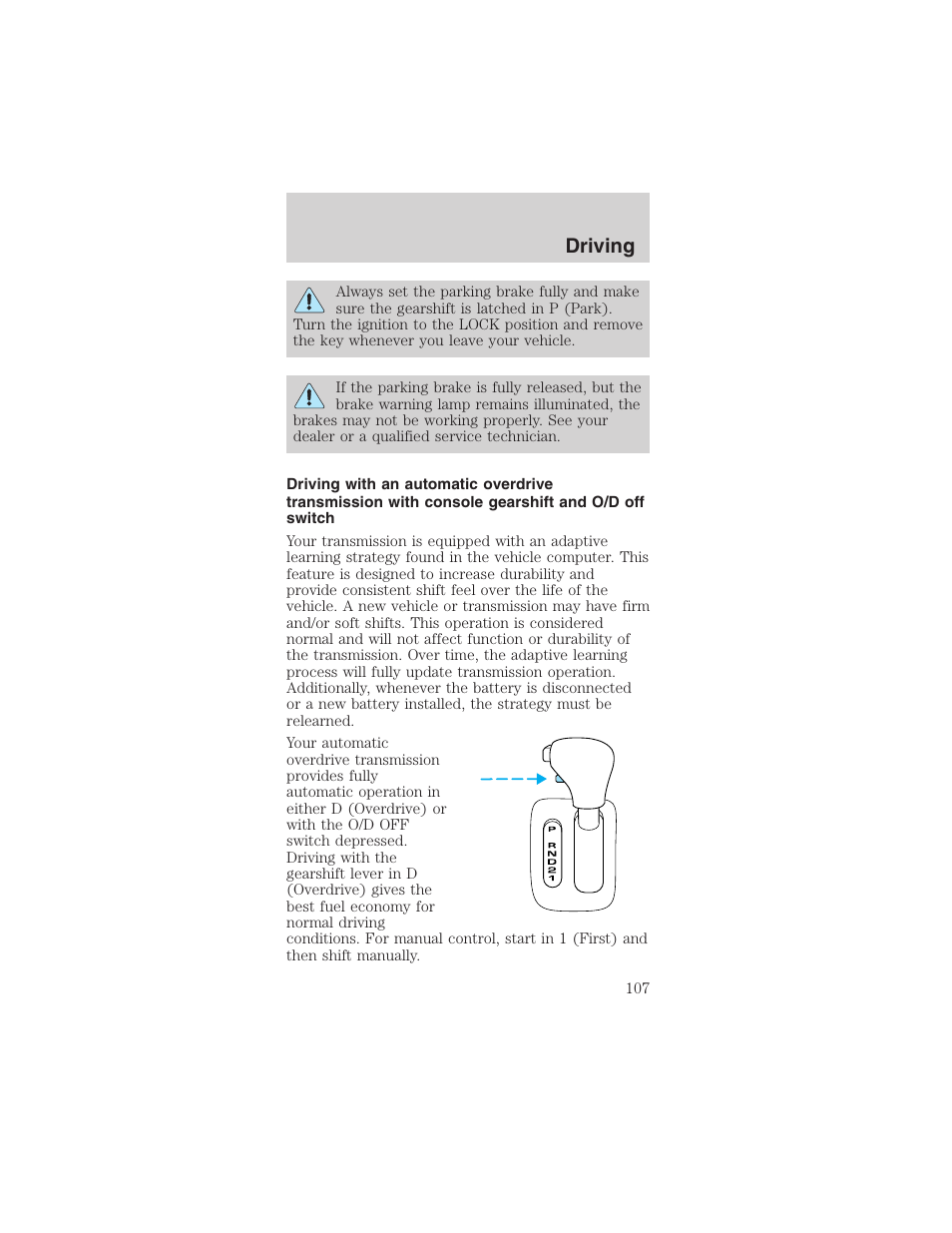 Driving | FORD 2003 Mustang v.3 User Manual | Page 107 / 216