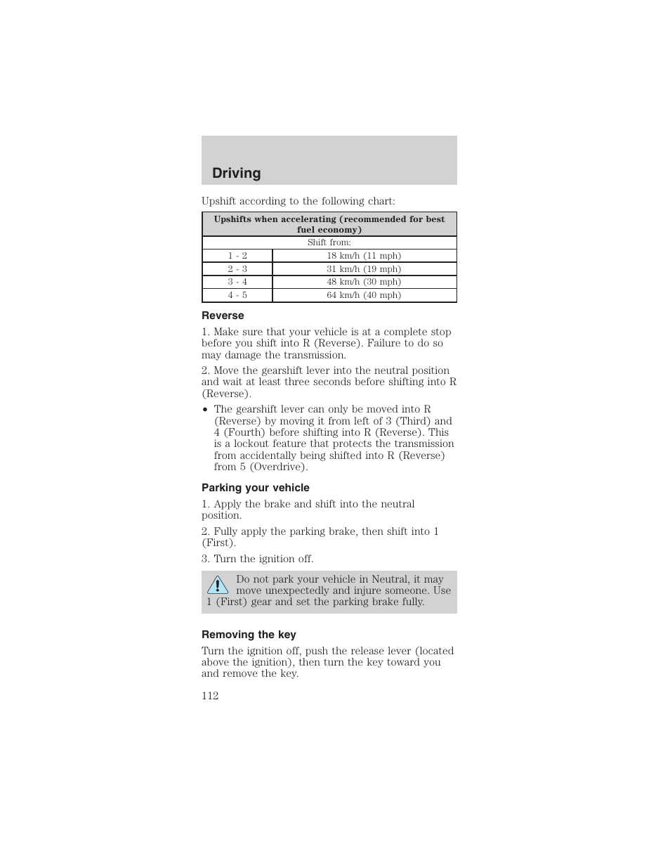 Driving | FORD 2003 Mustang v.3 User Manual | Page 112 / 216