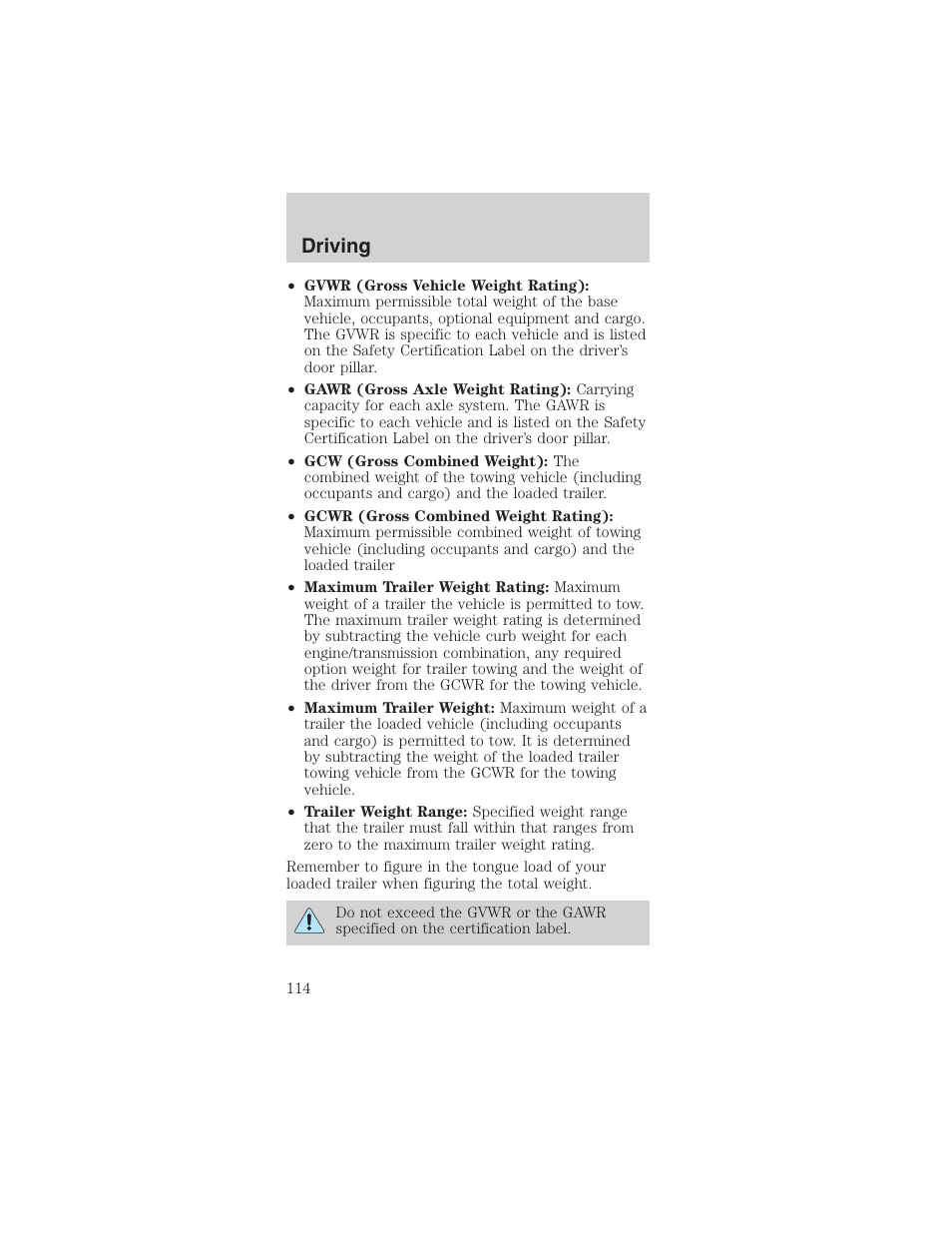 Driving | FORD 2003 Mustang v.3 User Manual | Page 114 / 216