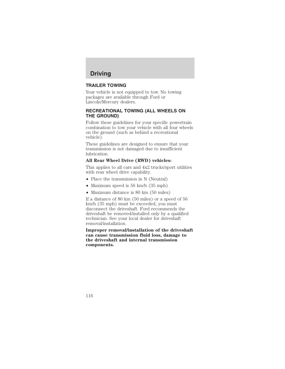 Driving | FORD 2003 Mustang v.3 User Manual | Page 116 / 216