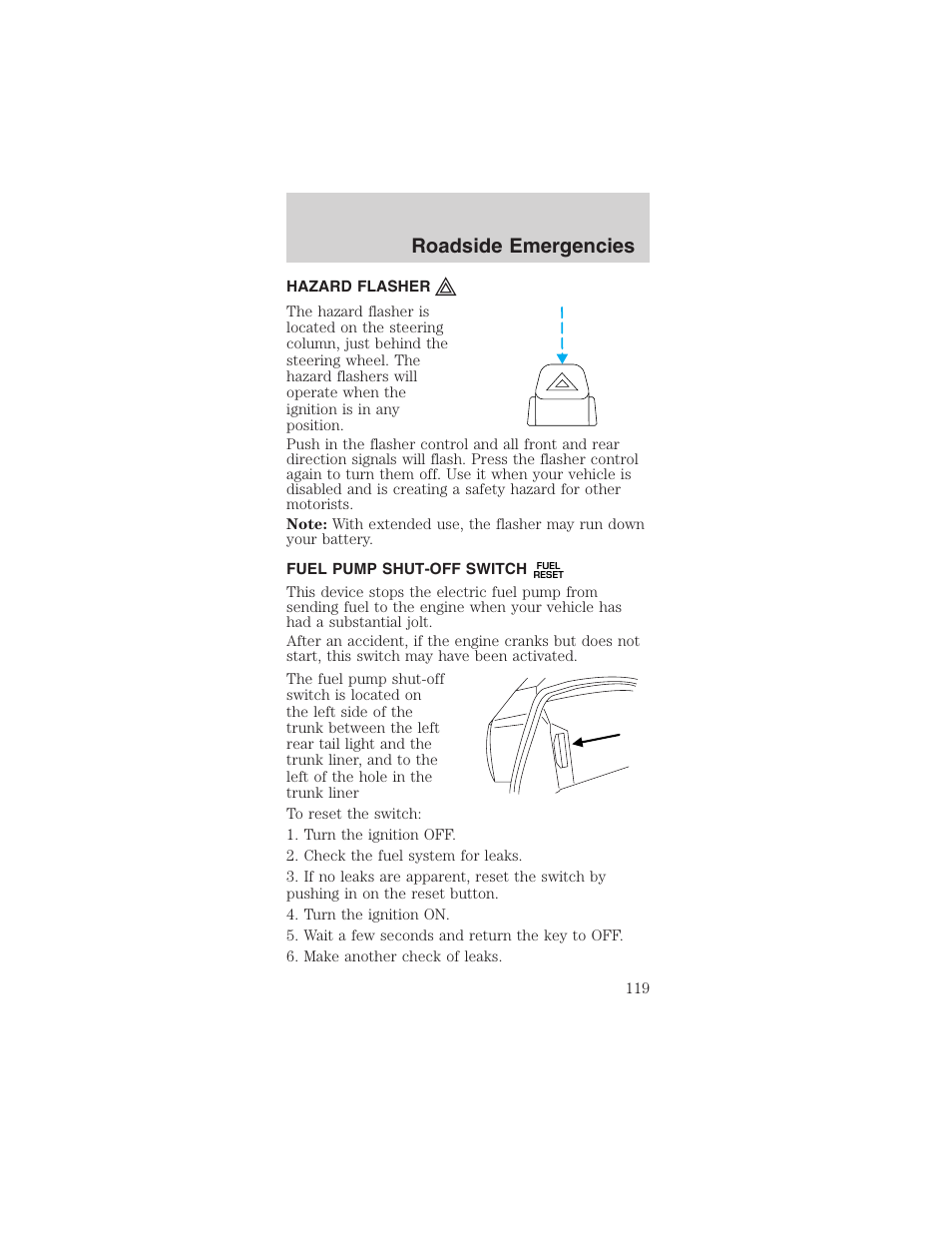 Roadside emergencies | FORD 2003 Mustang v.3 User Manual | Page 119 / 216