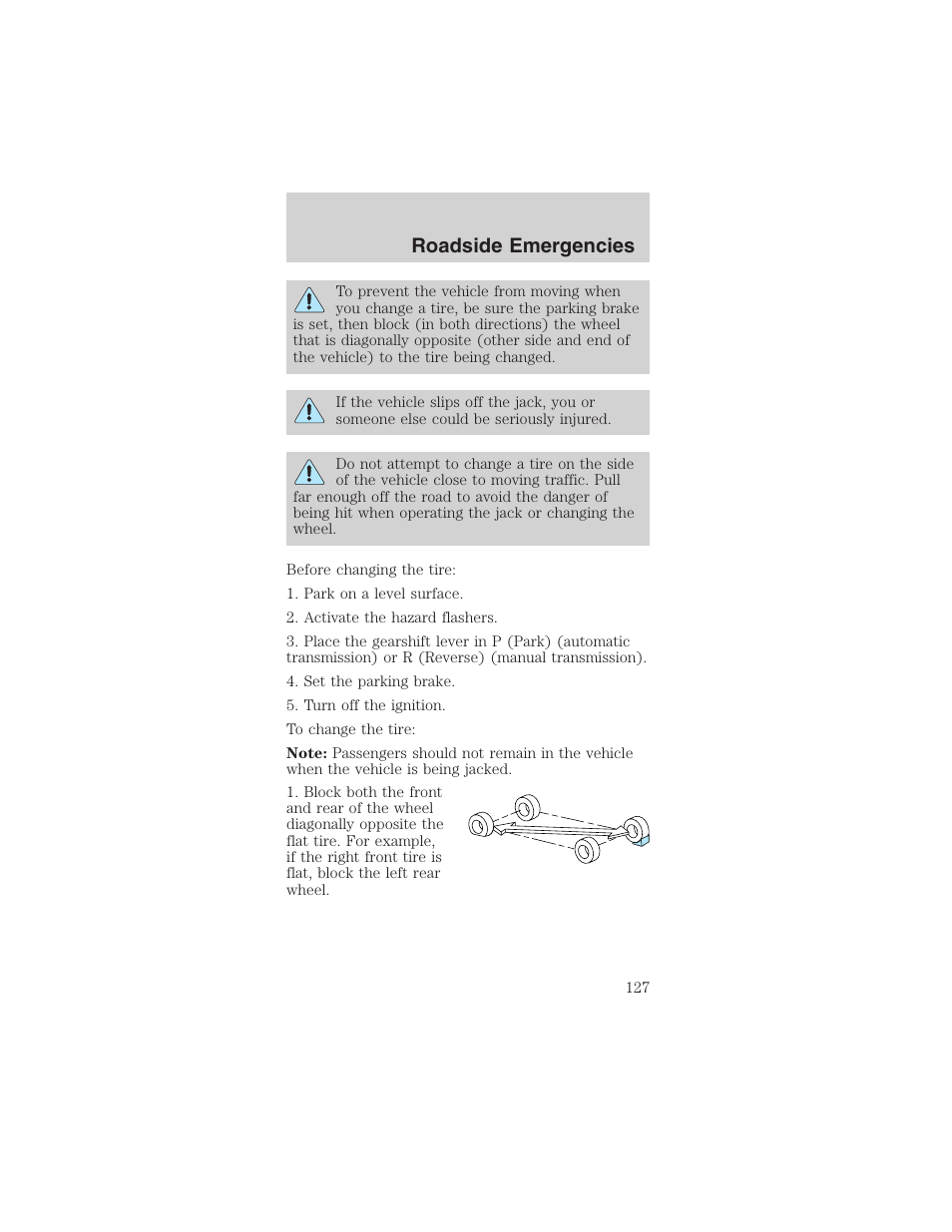 Roadside emergencies | FORD 2003 Mustang v.3 User Manual | Page 127 / 216