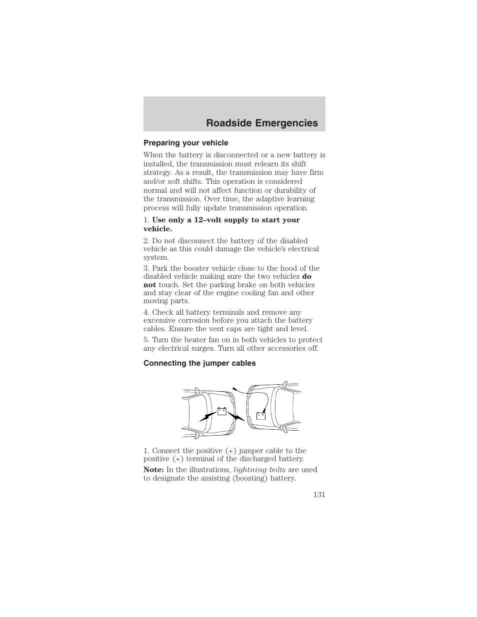 Roadside emergencies | FORD 2003 Mustang v.3 User Manual | Page 131 / 216