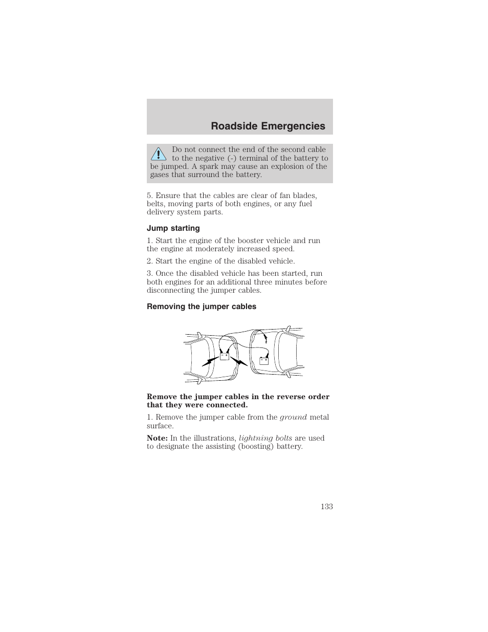 Roadside emergencies | FORD 2003 Mustang v.3 User Manual | Page 133 / 216