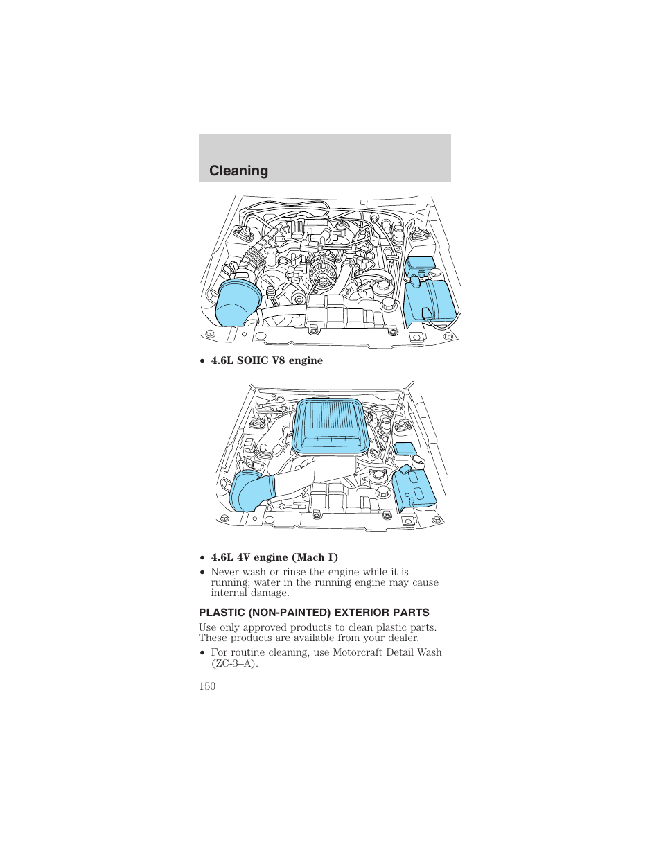 Cleaning | FORD 2003 Mustang v.3 User Manual | Page 150 / 216