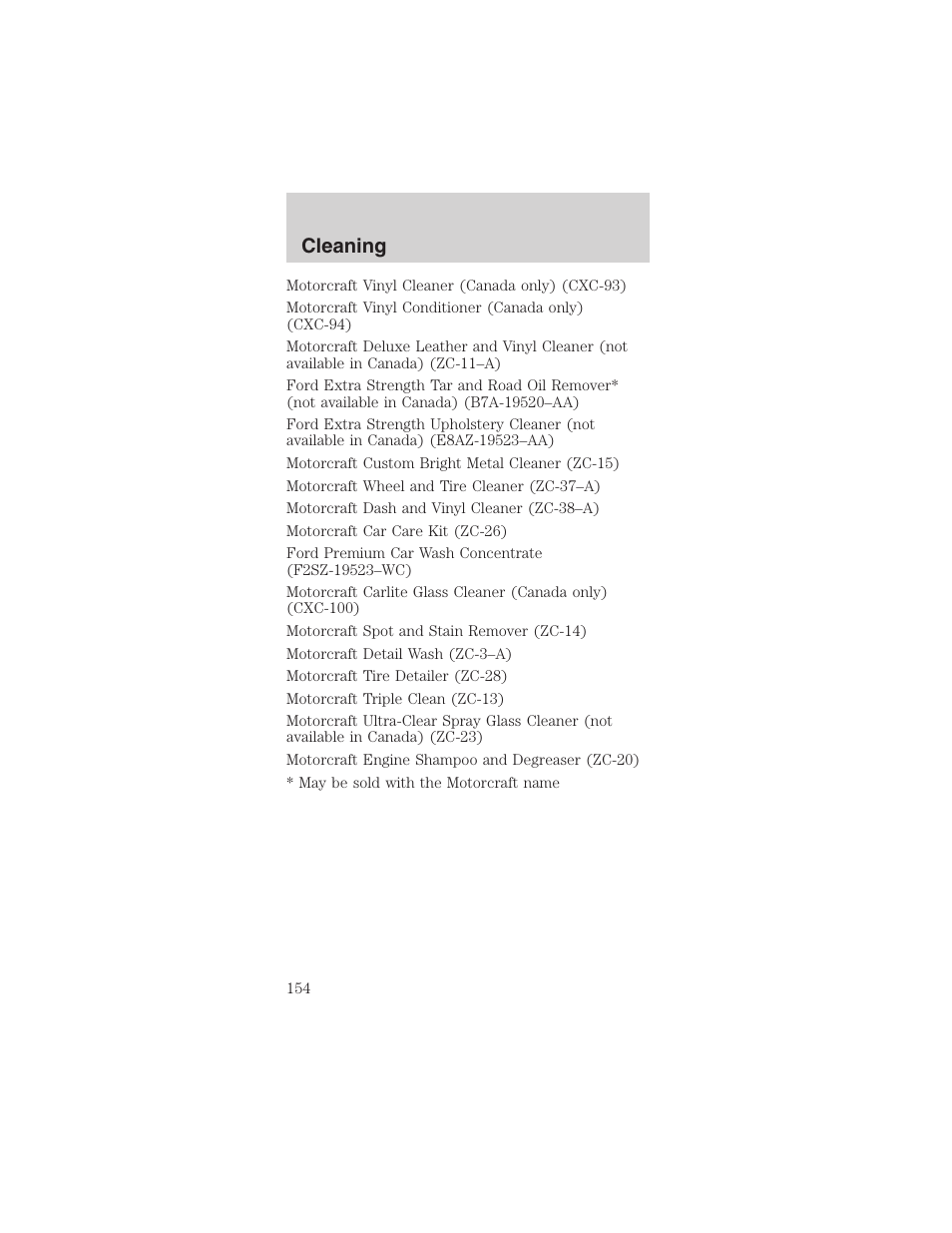 Cleaning | FORD 2003 Mustang v.3 User Manual | Page 154 / 216