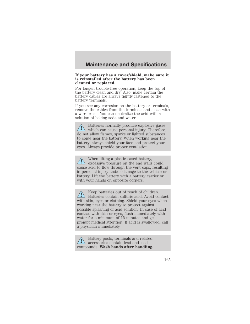 Maintenance and specifications | FORD 2003 Mustang v.3 User Manual | Page 165 / 216